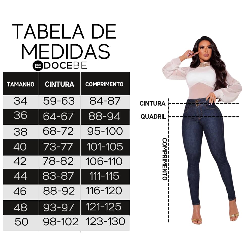 Calça Skinny Feminina Jeans Azul Escuro Justa Docebe