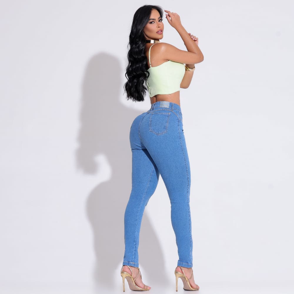 Calça Feminina Jeans Azul Claro Moda Atemporal Docebe