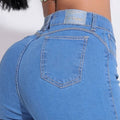 Calça Feminina Jeans Azul Claro Visual Sofisticado Docebe