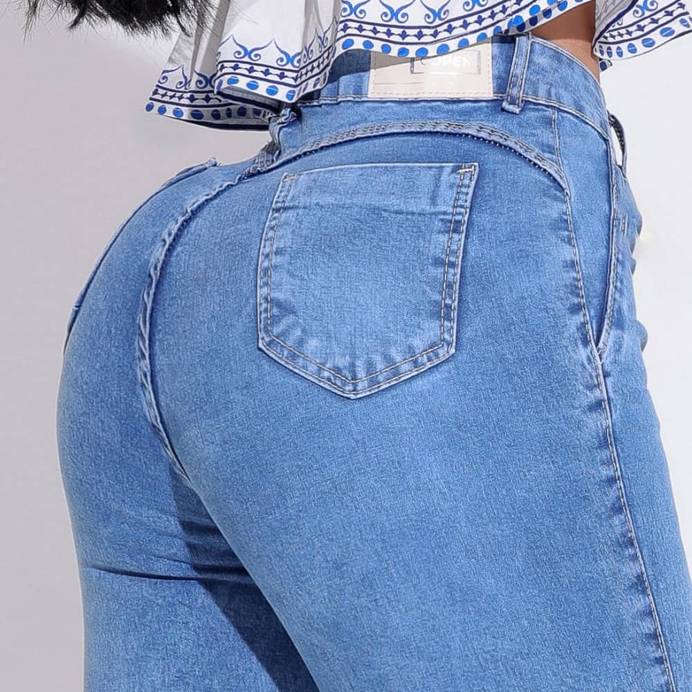 Calça Jeans Feminina Skinny Azul Clara Cintura Alta Stretch - BE40143