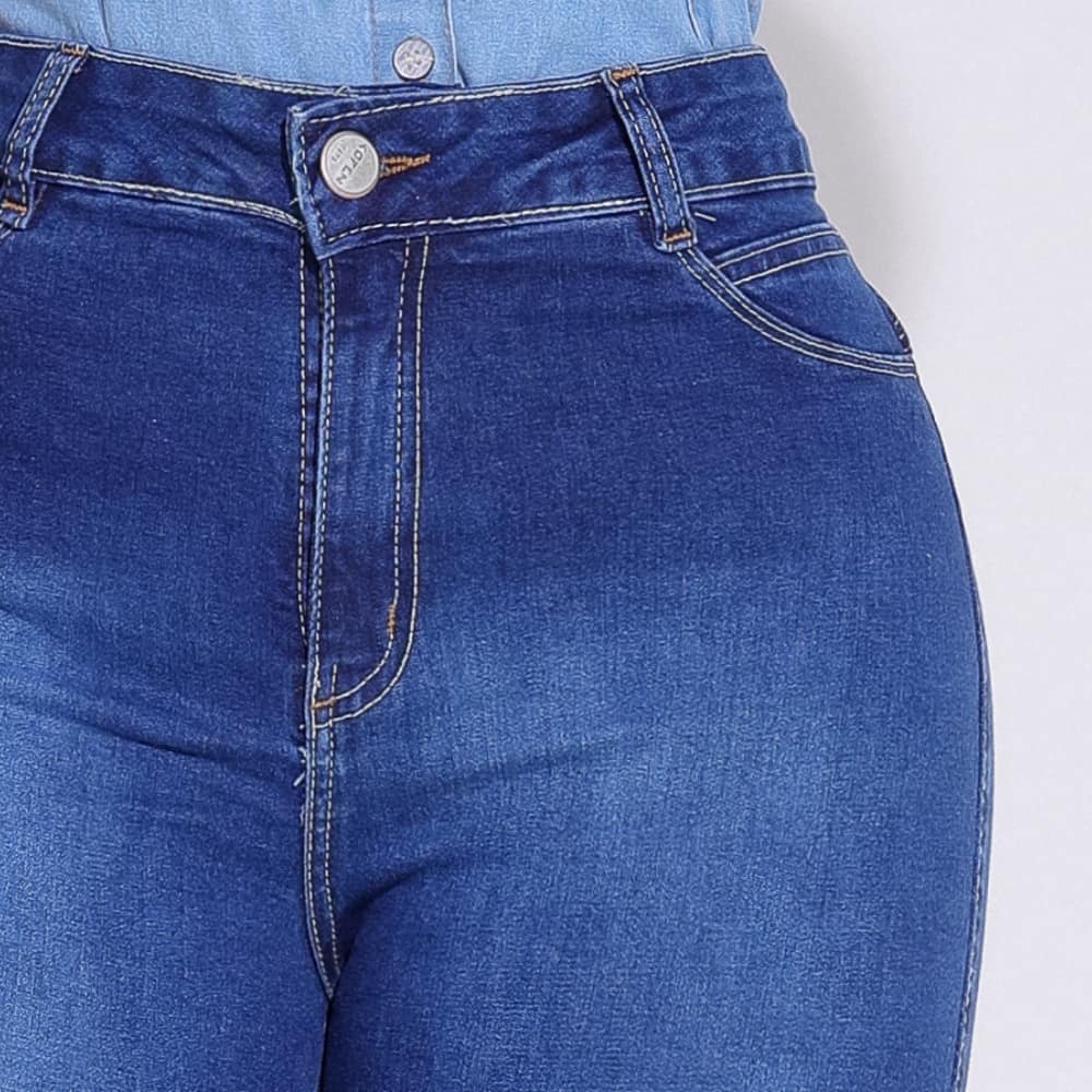 Calça Feminina Jeans Azul Escuro Sofisticada Chic Docebe