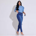 Calça Jeans Feminina Azul Escuro Skinny Cintura Alta Docebe