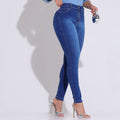 Calça Jeans Feminina Azul Escuro Elegante Justa Docebe