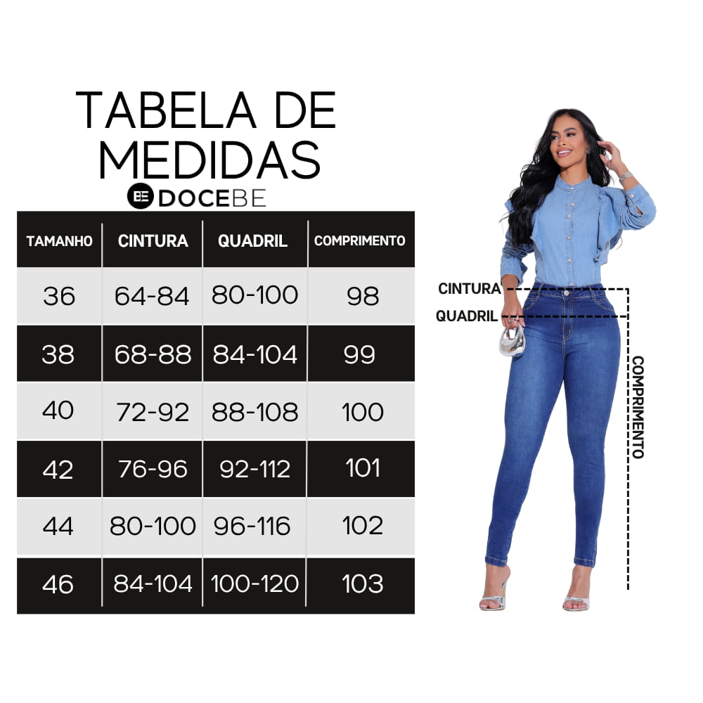 Calça Feminina Jeans Tabela Docebe