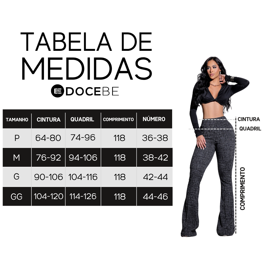 Calça Flare Feminina Preta Elegante com Modelagem Justa Docebe