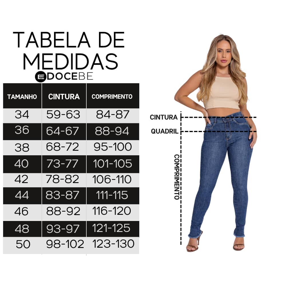 Calça Skinny Feminina Jeans Azul Média Casual Docebe