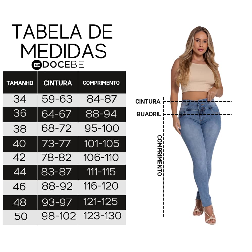 Calça Skinny Feminina Jeans Azul Claro Super Alta Docebe