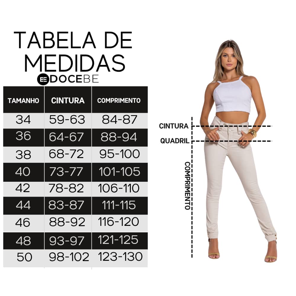 Calça Jeans Skinny tabela Docebe