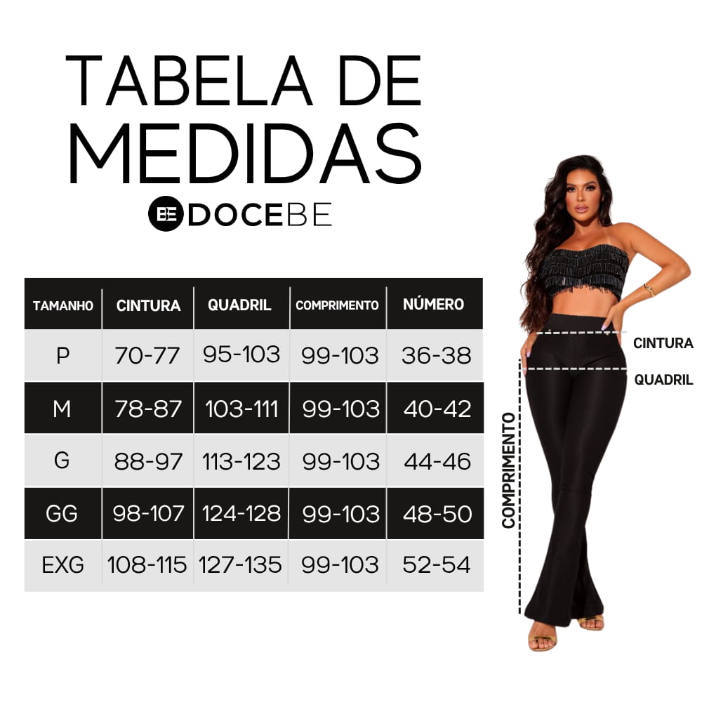 Calça Feminina Preta Flare Estilo Social Chic Docebe