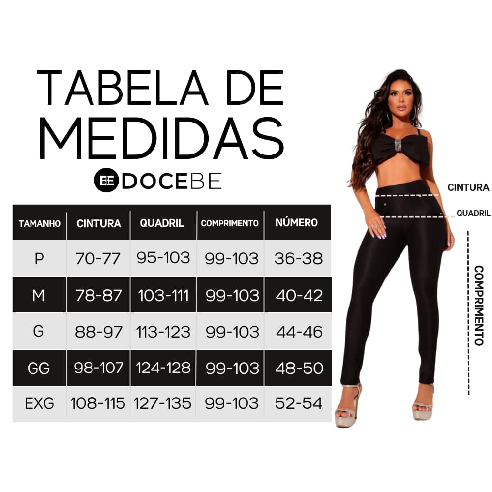 Calça Preta Justa com Efeito Montaria Docebe