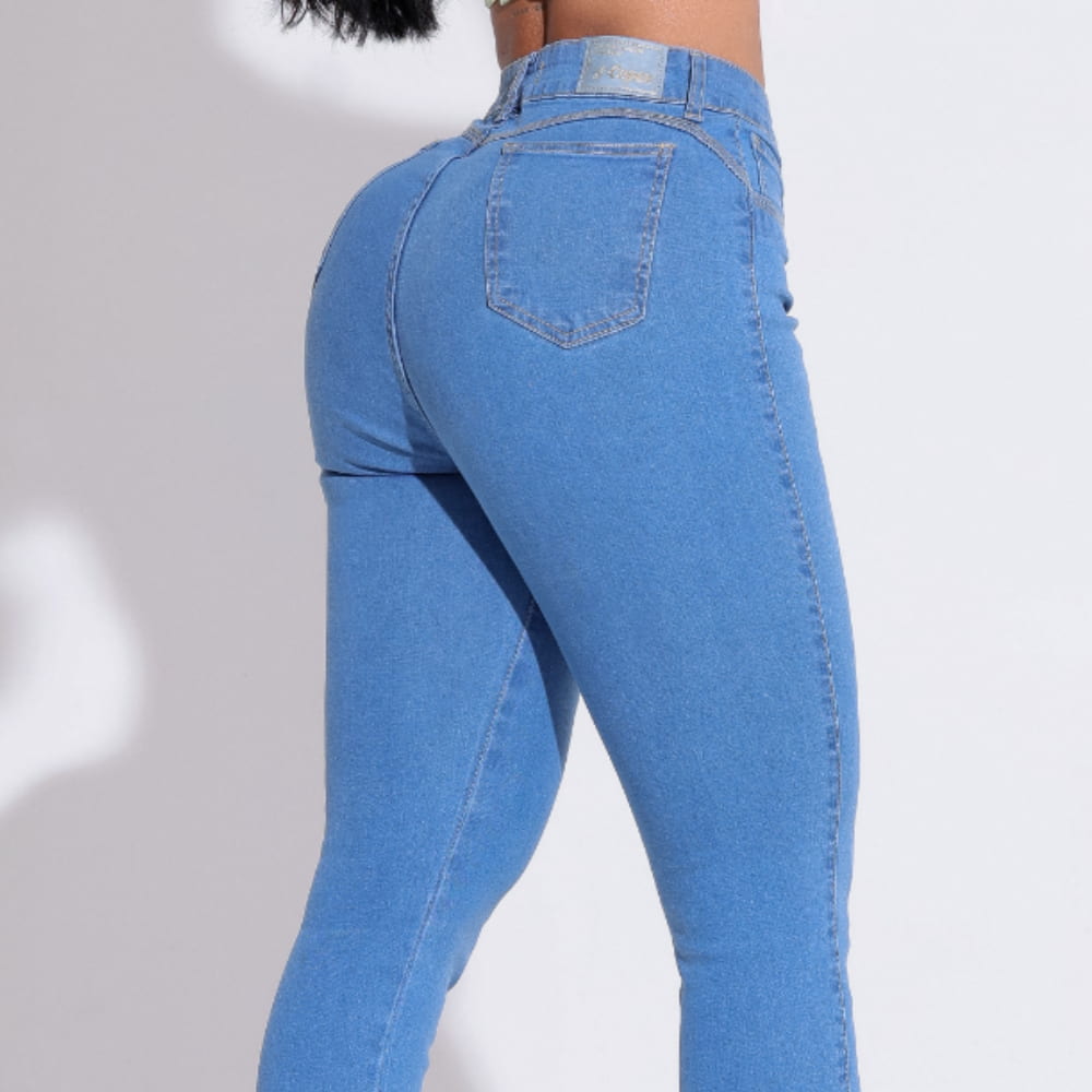 Calça Feminina Jeans Azul Claro Cintura Alta Docebe