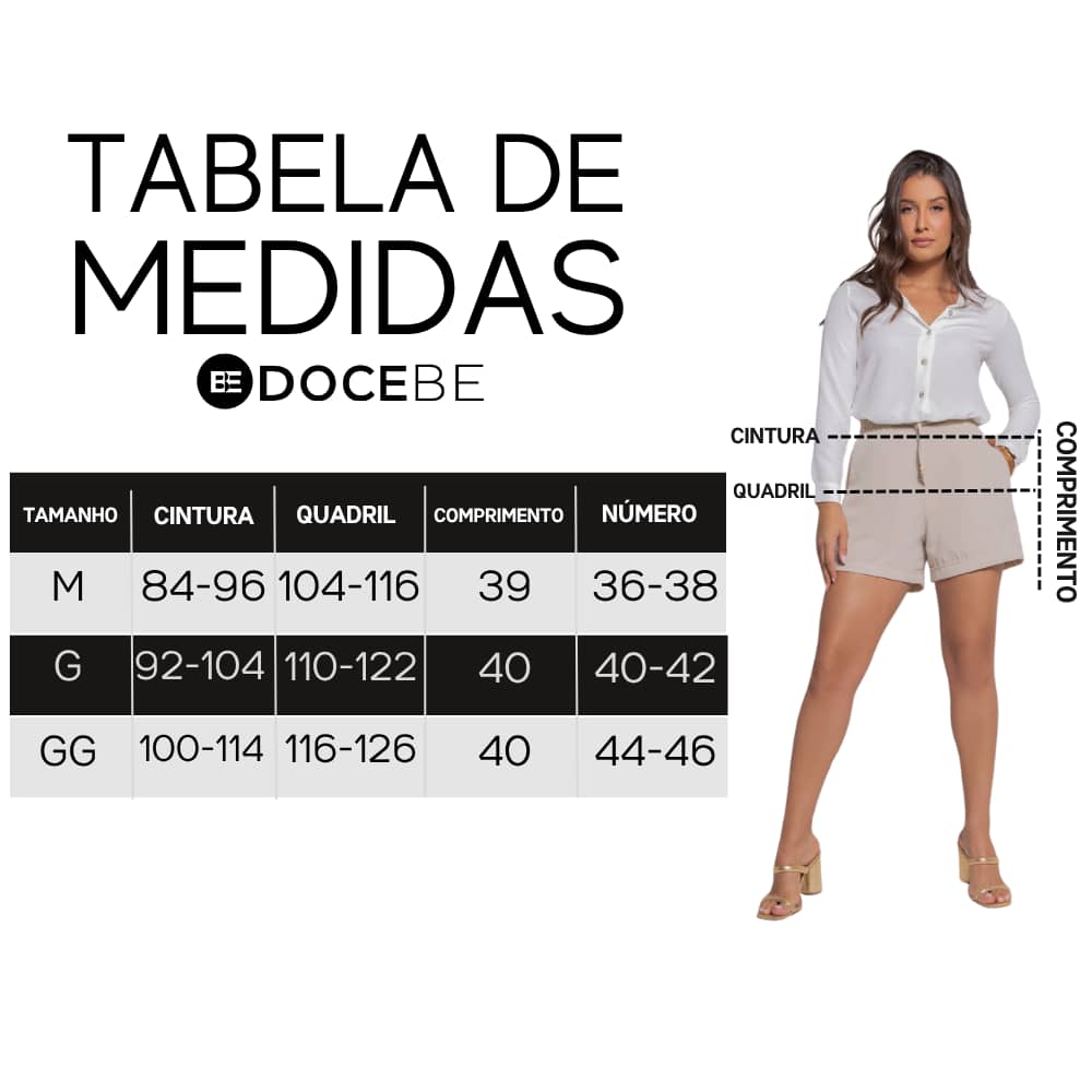 Shorts Feminino Bege Básico para o Dia a Dia Docebe