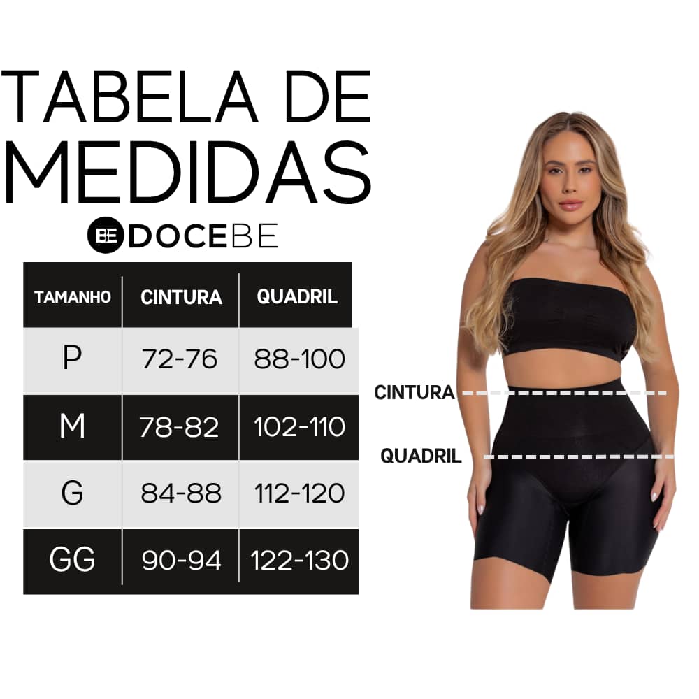 Bermuda Modeladora Preta Tabela Docebe