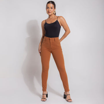 Calça Jeans Skinny Modeladora Marrom - BE108