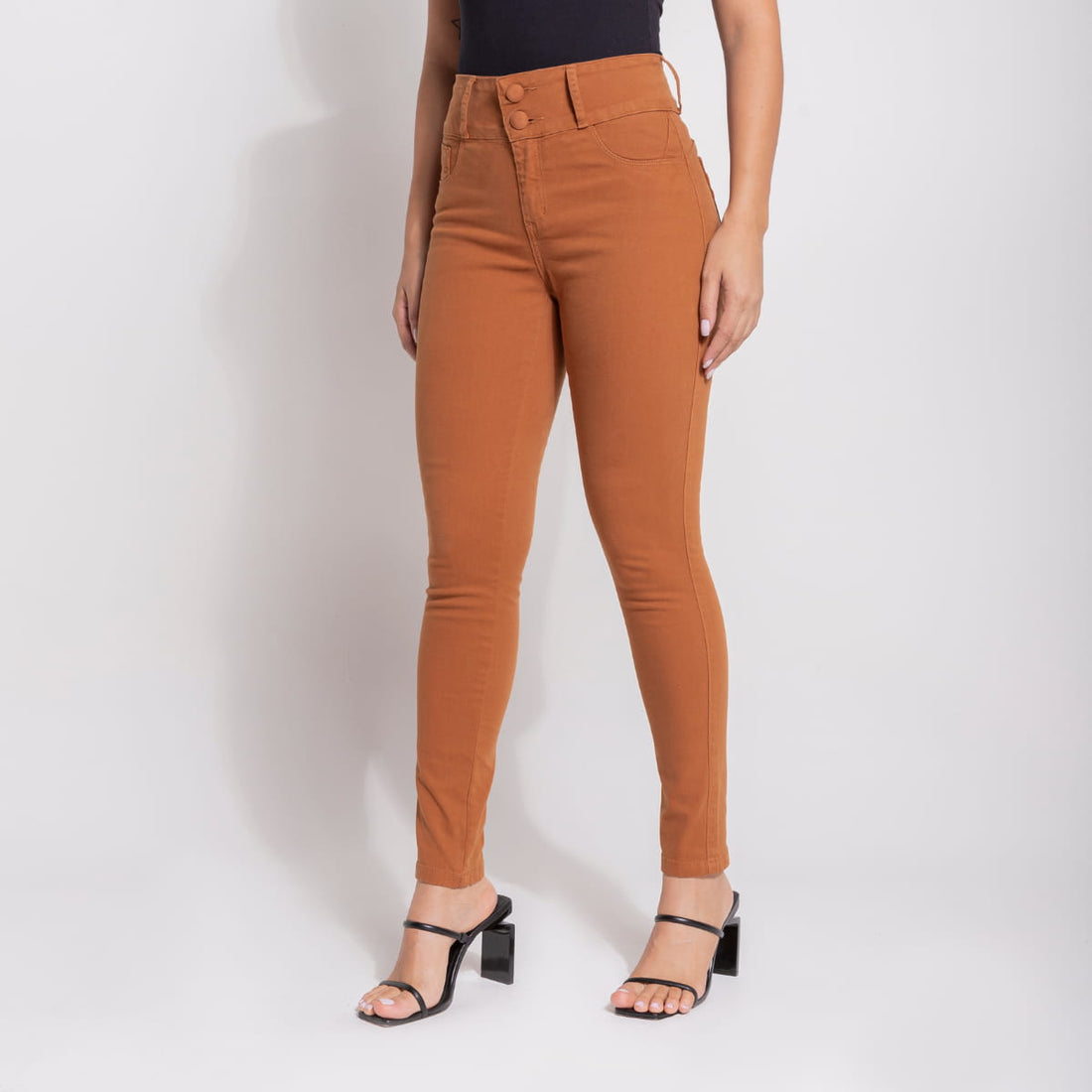 Calça Jeans Skinny Modeladora Marrom - BE108